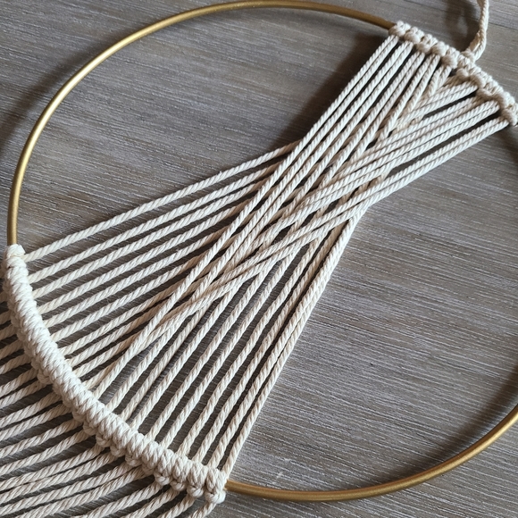 Macrame Geometric Wall Decor Hanging Hoop - Picture 3 of 7
